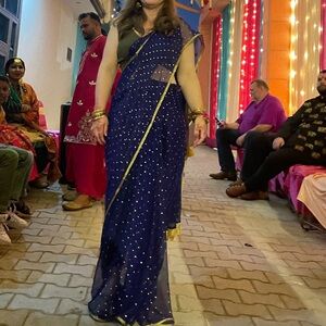 Elegant Blue and Gold Maxi Dress